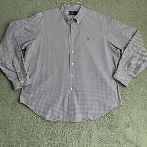 Ralph Lauren Polo Men's XXL Classic Fit Button Down Long Sleeve Purple And White
